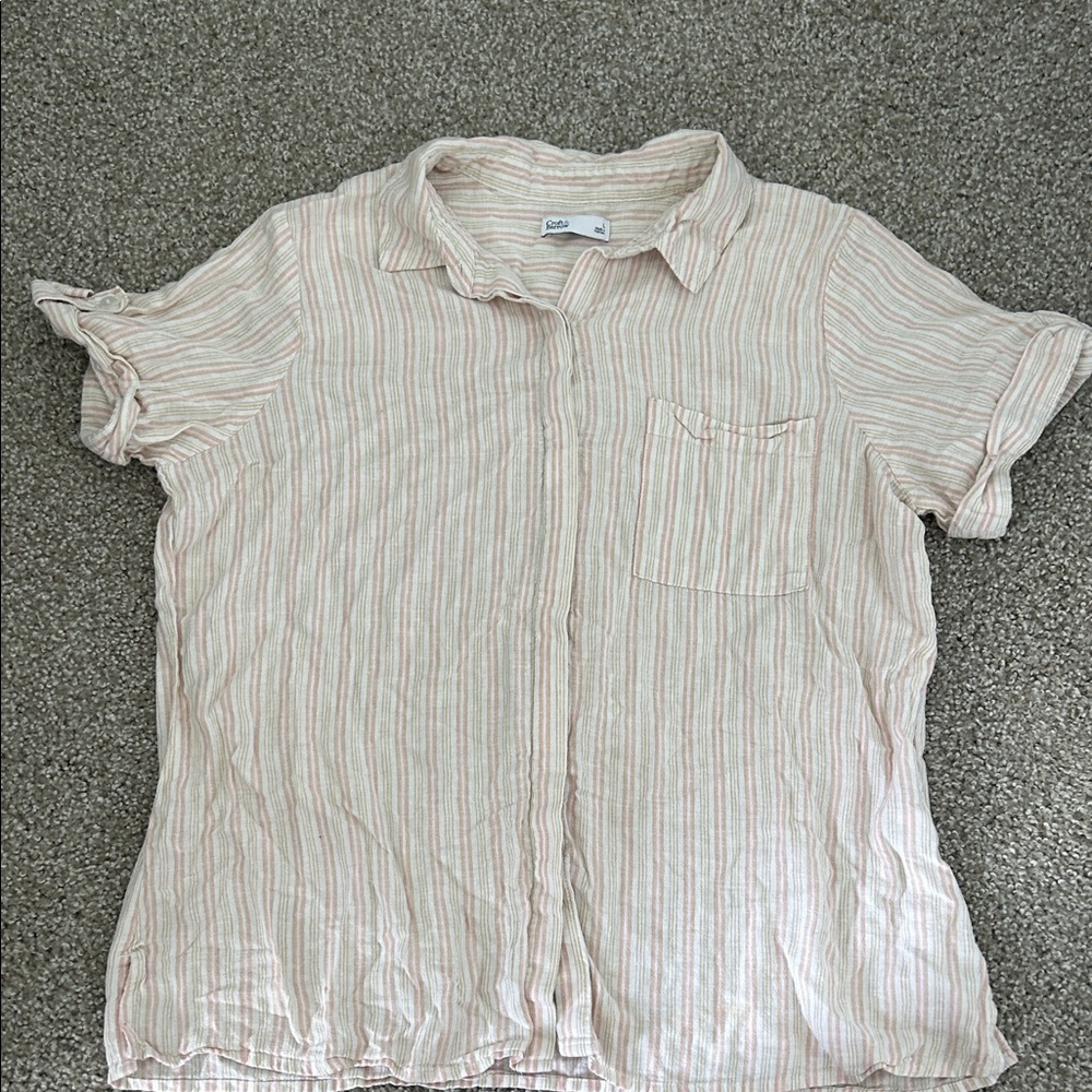 Croft & Barrow Pink and Cream Striped Button-Down Shirt